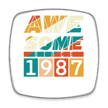 1987 Geboren Geburtstag Geburtsjahr Vintage - Viereckiger Kühlschrankmagnet - Weiß - Vorne