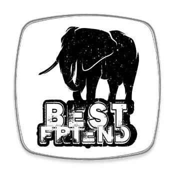 Elephant Best Friend - Viereckiger Kühlschrankmagnet - Weiß - Vorne