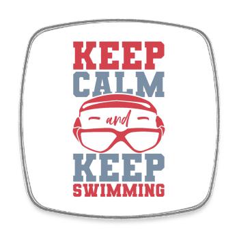 Funny swim spell - Square fridge magnet - white - Front