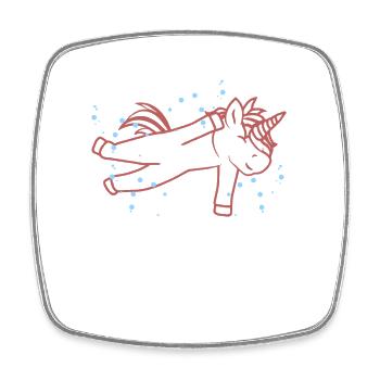 Schwimmendes Einhorn - Viereckiger Kühlschrankmagnet - Weiß - Vorne