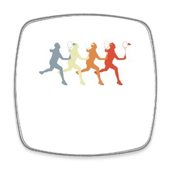 Retro Badminton - Square fridge magnet - white - Front