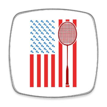 Badminton USA Flagge - Viereckiger Kühlschrankmagnet - Weiß - Vorne