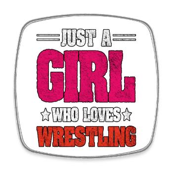 Nur ein Mädchen, das Wrestling liebt - Viereckiger Kühlschrankmagnet - Weiß - Vorne