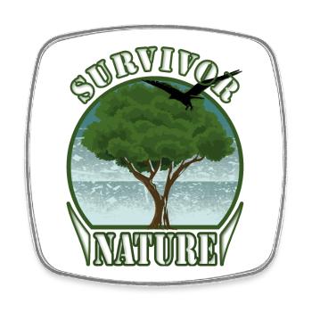 Survivalist Nature Tree Eagle Environment - Magnet carré - blanc - Devant