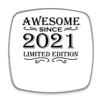 2021 - Jahrgang 2021 Geschenk - Viereckiger Kühlschrankmagnet - Weiß - Vorne