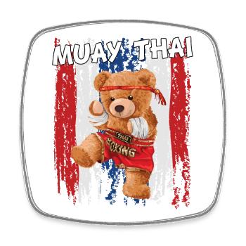 Muay Thai Bear Teddy Bear Cadeau - Magnet carré - blanc - Devant