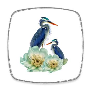 Der elegante Kranich mit Blumen - Viereckiger Kühlschrankmagnet - Weiß - Vorne