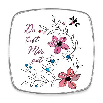 du tust mir gut, Blumenranke - Viereckiger Kühlschrankmagnet - Weiß - Vorne