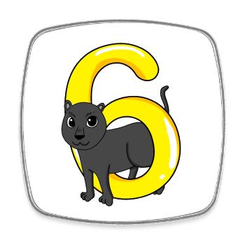 6 Jahre alt - 6. Geburtstag mit Tier Motiv - Viereckiger Kühlschrankmagnet - Weiß - Vorne