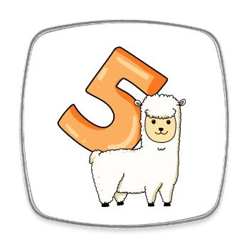 5 ans - 5e anniversaire avec motif animal - Magnet carré - blanc - Devant