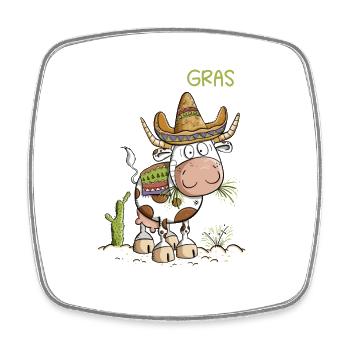 Mexico Cow Cartoon Thank You Pun - Square fridge magnet - white - Front