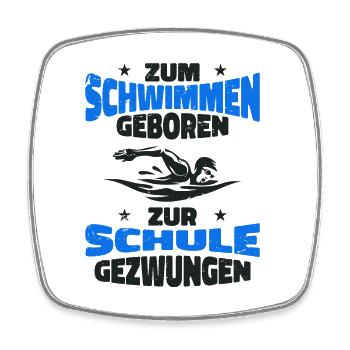 Zum Schwimmen geboren zur Schule gezwungen - Viereckiger Kühlschrankmagnet - Weiß - Vorne