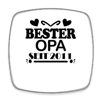 Bester Opa seit 2011 - Viereckiger Kühlschrankmagnet - Weiß - Vorne