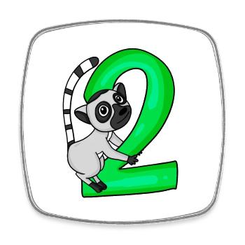 2 years old - Square fridge magnet - white - Front