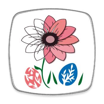 Flower with Easter eggs, Happy Easter - Square fridge magnet - white - Front