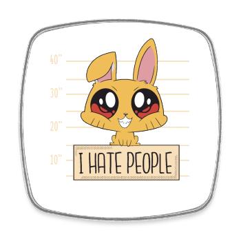 Hase I Hate People - Viereckiger Kühlschrankmagnet - Weiß - Vorne