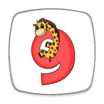 8 years old - 8th birthday with animal motif - Square fridge magnet - white - Front