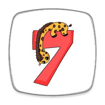 7 ans - 7ème anniversaire avec motif animal - Magnet carré - blanc - Devant