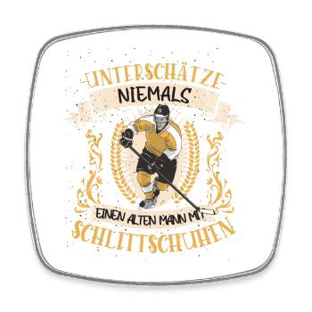 Eishockey Eishockeyspieler Schlittschuhe Geschenk - Viereckiger Kühlschrankmagnet - Weiß - Vorne