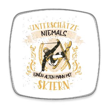 Ski Skifahren Skifahrer Lustiger Spruch Geschenk - Viereckiger Kühlschrankmagnet - Weiß - Vorne