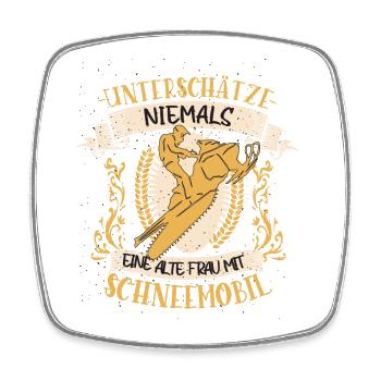 Schneemobil Schneemobilfahrerin Winter Geschenk - Viereckiger Kühlschrankmagnet - Weiß - Vorne