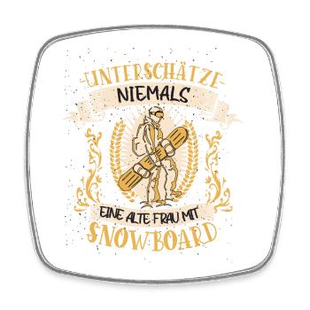 Snowboard Snowboarderin Lustiger Spruch Geschenk - Viereckiger Kühlschrankmagnet - Weiß - Vorne