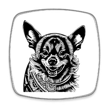 Tatouage de Chihuahua - Magnet carré - blanc - Devant
