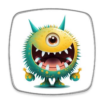 A happy monster to cuddle - Square fridge magnet - white - Front