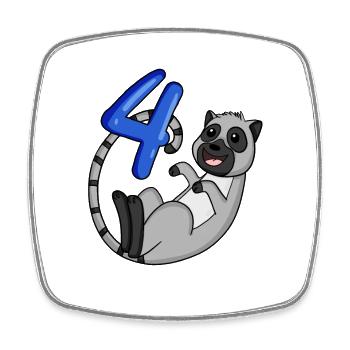 4 ans - 4ème anniversaire avec motif animal - Magnet carré - blanc - Devant