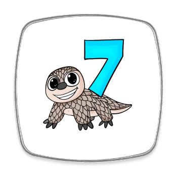 7 Jahre alt - 7. Geburtstag mit Tier Motiv - Viereckiger Kühlschrankmagnet - Weiß - Vorne