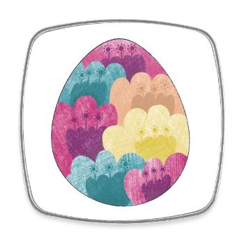 Œuf de Pâques coloré avec motif de fleurs - Magnet carré - blanc - Devant