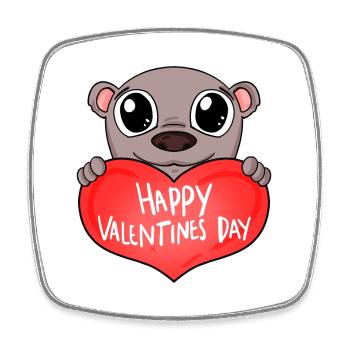 Ours de cœur de la Saint-Valentin - Magnet carré - blanc - Devant
