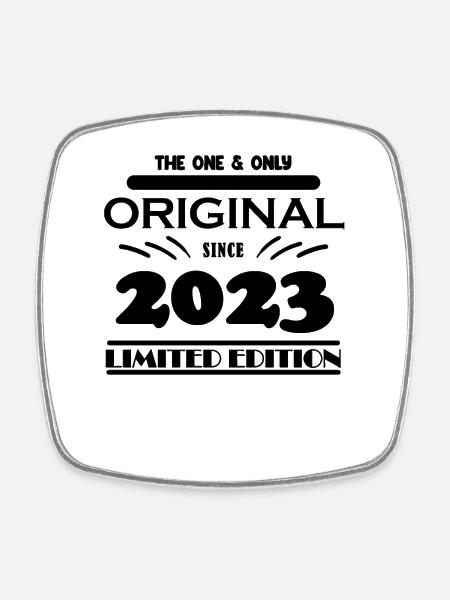 2023 - Year of construction 2023 - Vintage 2023 - Square fridge magnet - white