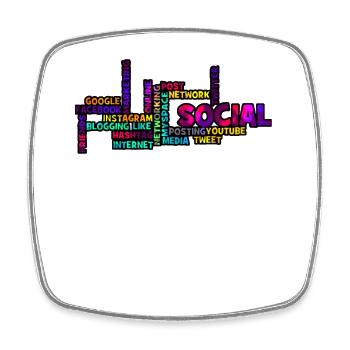 Réseau social Wordcloud : explosion de couleurs - Magnet carré - blanc - Devant