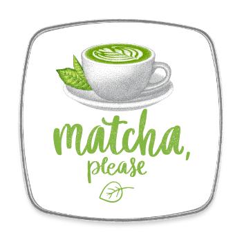 Thé matcha, buveur de thé, matcha latte, thé vert - Magnet carré - blanc - Devant
