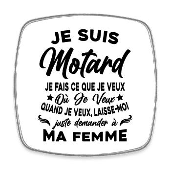 Motard En Couple Idée Cadeau Pour Mon Mari Humour - Magnet carré - blanc - Devant