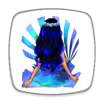 Fleur Enfant Noir Bleu Cheveux Rose Fille - Magnet carré - blanc - Devant