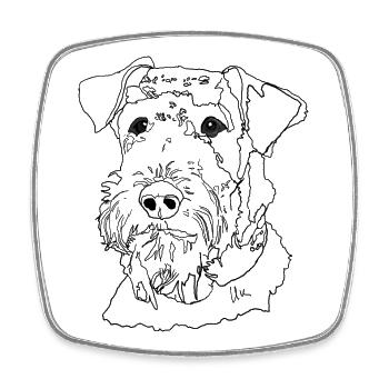 Airedale Terrier - Magnet carré - blanc - Devant
