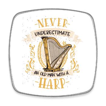 Harp Musician Plucked Instrument Music Gift - Square fridge magnet - white - Front