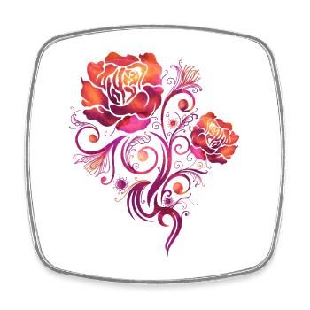Happy Flowers Watercolor Roses - Viereckiger Kühlschrankmagnet - Weiß - Vorne