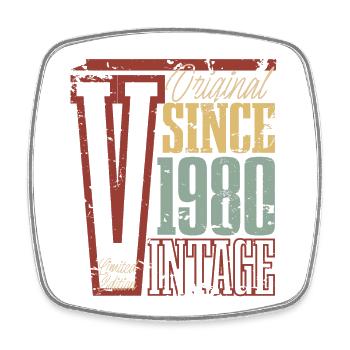 1980 Birthday Year of birth Year of construction Vintage Retro - Square fridge magnet - white - Front