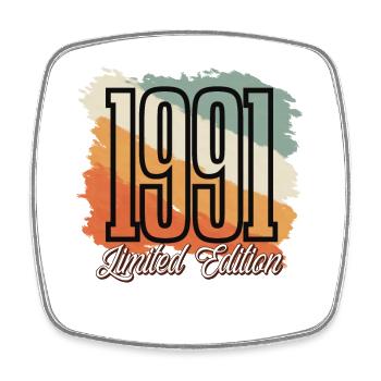 1991 Year of birth Birthday Year of construction Vintage Retro - Square fridge magnet - white - Front
