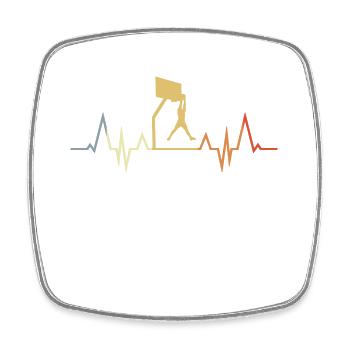 Vintage Basketball Heartbeat - Magnet carré - blanc - Devant