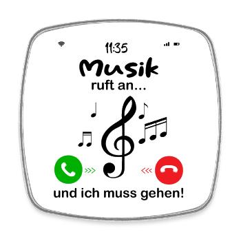 musik ruft an... und ich muss gehen - Viereckiger Kühlschrankmagnet - Weiß - Vorne