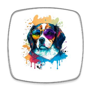 Colorful Cute dog with Sunglasses Animal Design - Viereckiger Kühlschrankmagnet - Weiß - Vorne