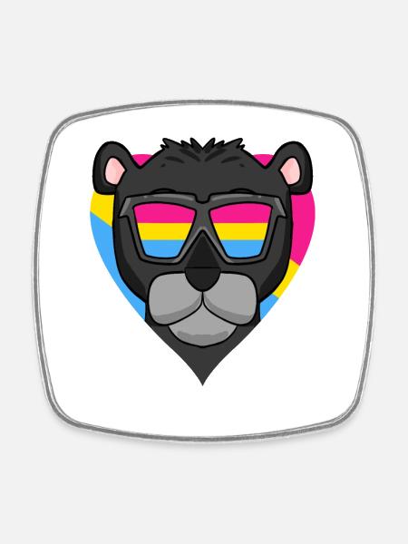 Pansexuel Black Panter Heart Cadeau - Magnet carré - blanc