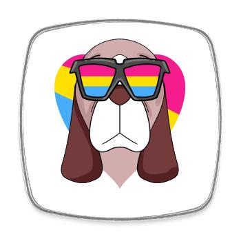Pansexual Dog Basset Hound Heart Gift - Square fridge magnet - white - Front