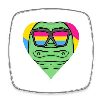 Pansexual Crocodile Heart Gift - Square fridge magnet - white - Front