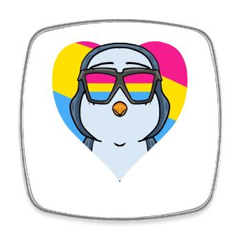 Pansexual Penguin Heart Gift - Square fridge magnet - white - Front