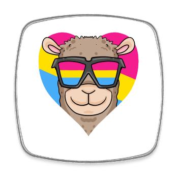 Pansexual Lama Heart Gift - Square fridge magnet - white - Front